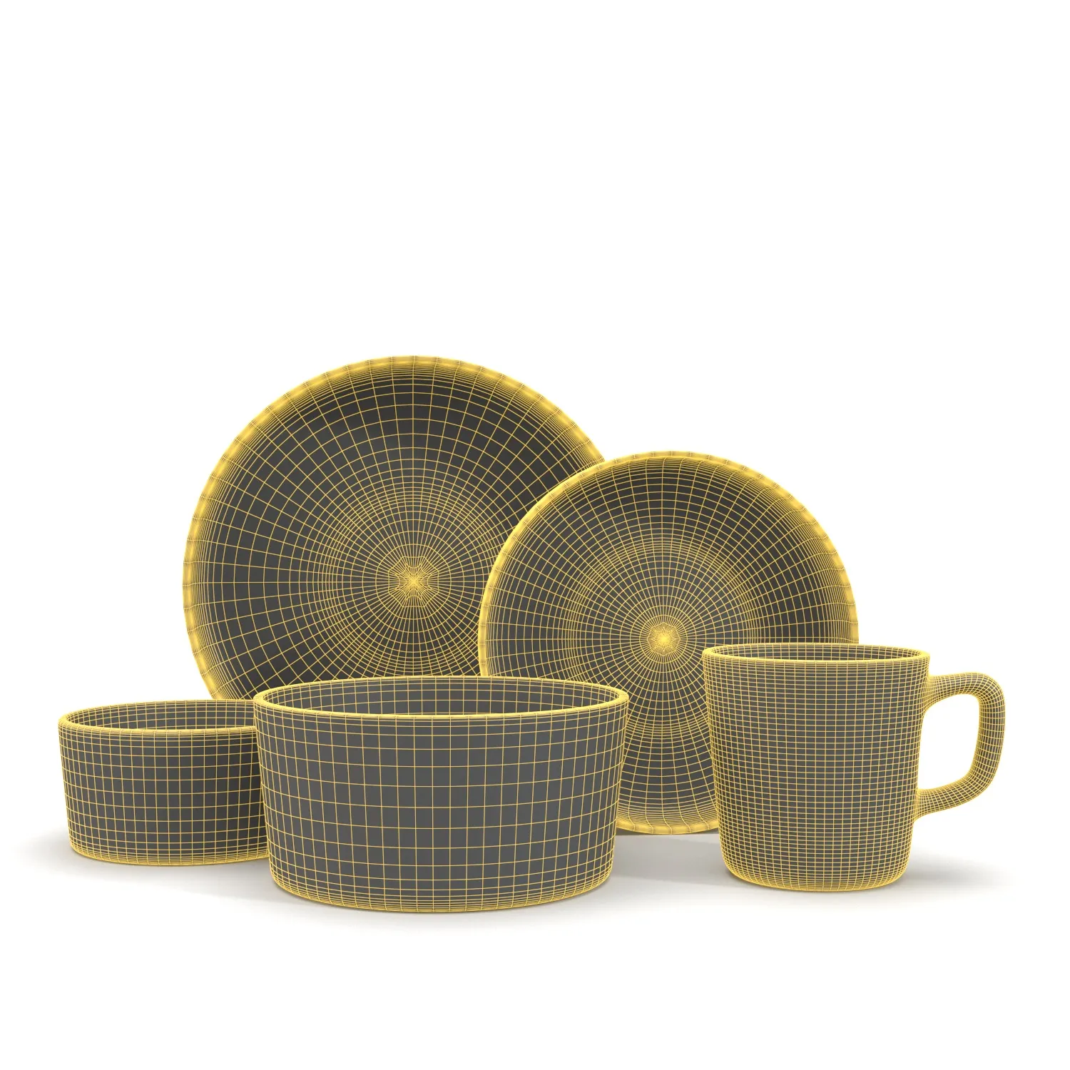 Elama Luxmatte Contemporary Dinnerware Set PBR 3D Model_07
